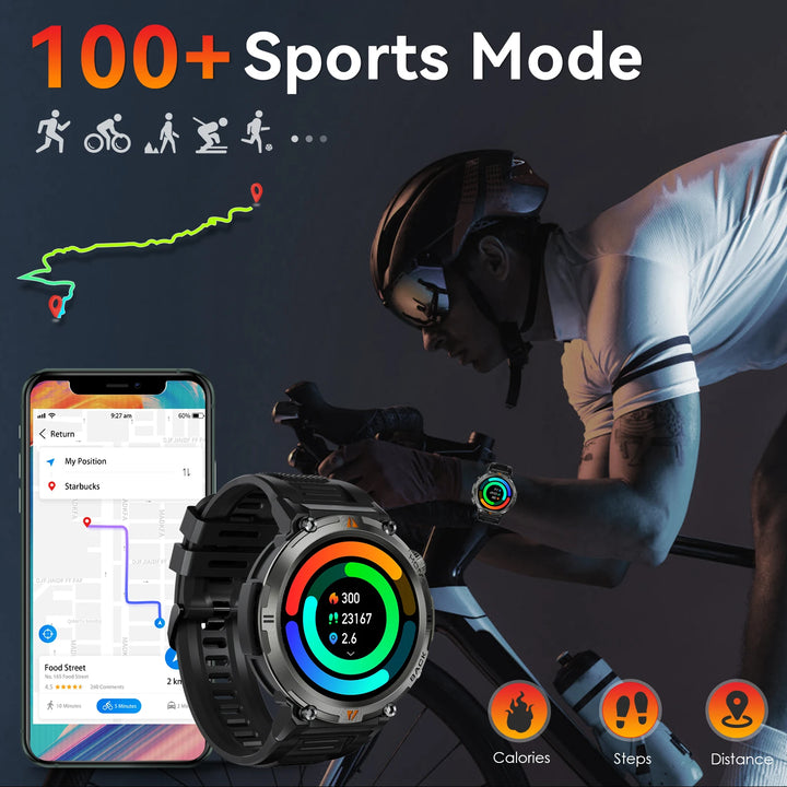 LaNikar KE3 Bluetooth Call Smart Watch Men Full Touch Screen Health Monitor Clock With Flashlight Men SmartWatch For ios Android