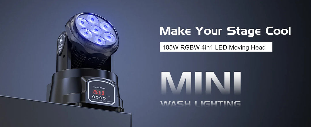 U`King 4Pcs 50W Moving Head Stage Lights 7X4W RGBW LED Beam SpotlightS DMX DJ Light For Disco Music Wedding Party Dance Club KTV