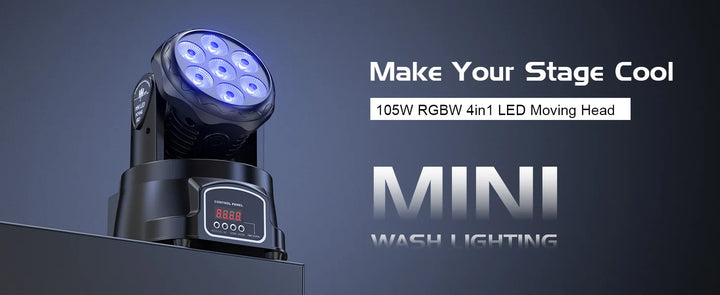 U`King 4Pcs 50W Moving Head Stage Lights 7X4W RGBW LED Beam SpotlightS DMX DJ Light For Disco Music Wedding Party Dance Club KTV
