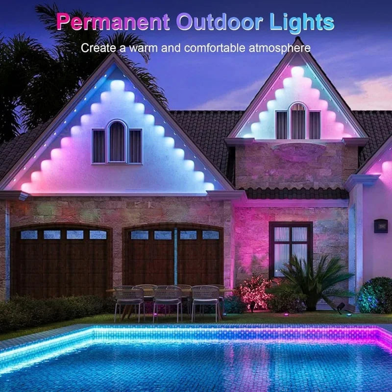 Outdoor Lights 90 LED Eaves Lights Smart Eaves String RGB Lights Full House Ambient Lighting Halloween Decorations Outside