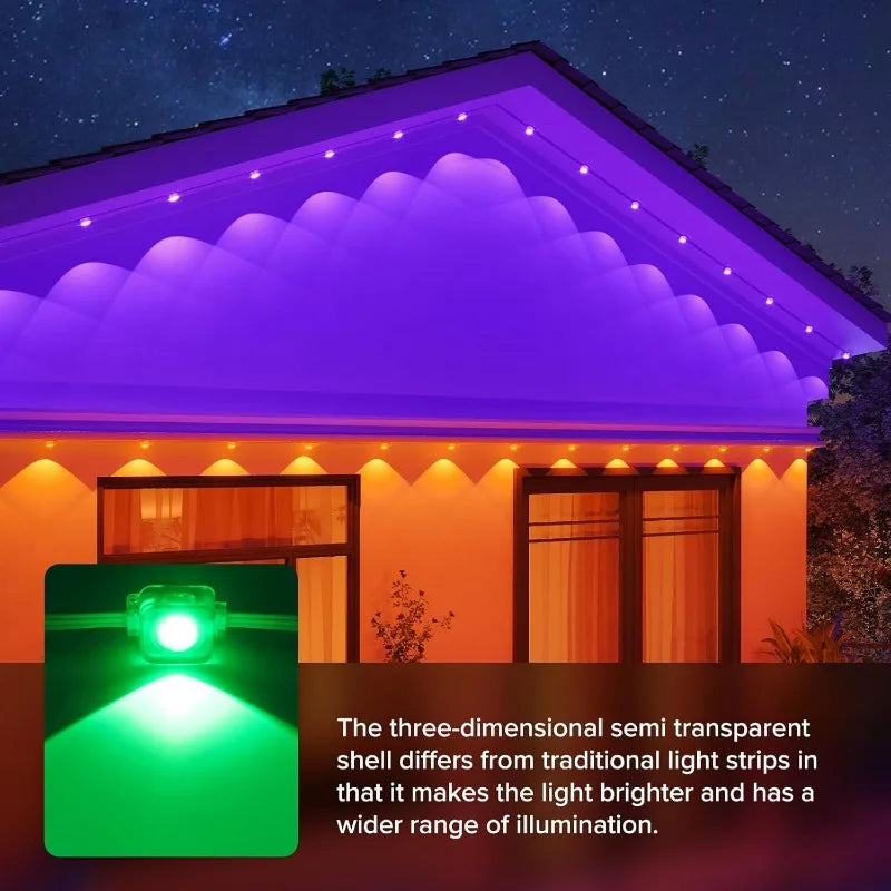 RGB Eaves Light Outdoor Lighting Lights Eaves String LED Music Sync Timer Waterproof String Party Home Holiday Decor Moving Gift
