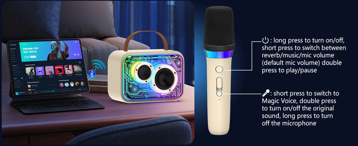 Kids Karaoke Machine, Mini Bluetooth Speaker with Microphone for Singing Home Party, Christmas Halloween Kids Birthday Easter