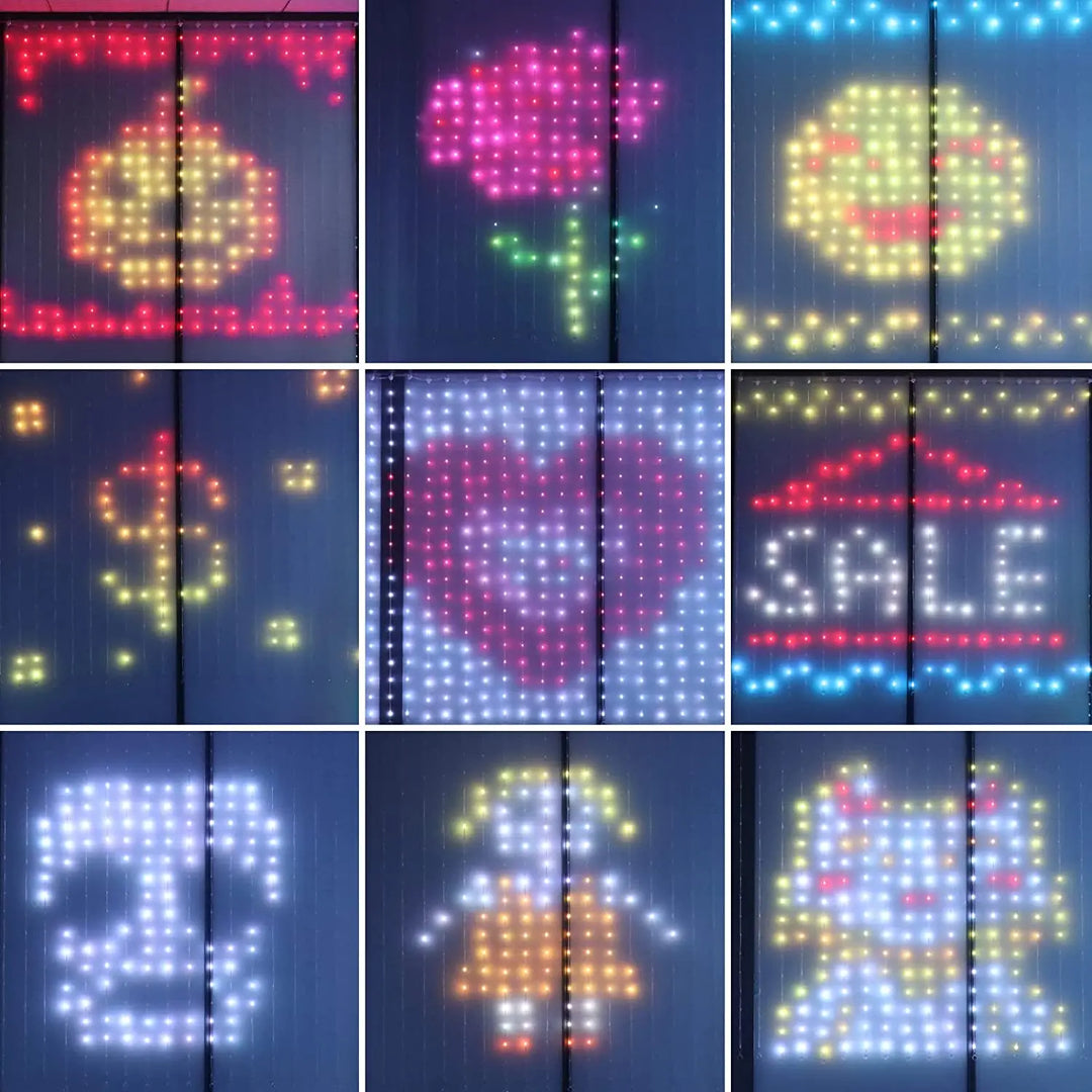 Smart Curtain Lights, 9.8 X 9.8Ft LED Curtain Lights, 400LEDs RGB Color Changing APP Programmable DIY Music-Sync String Light