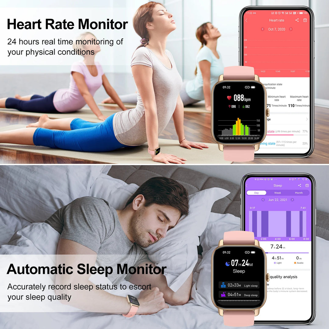 EIGIIS Smart Watch For Men Women P66D 1.85" TFT Health Monitoring IP68 Waterproof Bluetooth Call Multifunction Fitness Tracker
