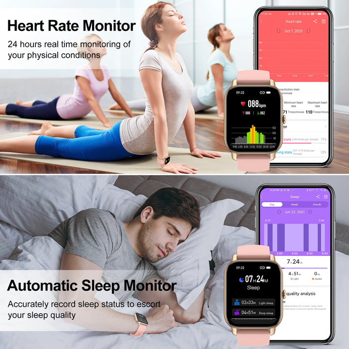 EIGIIS Smart Watch For Men Women P66D 1.85" TFT Health Monitoring IP68 Waterproof Bluetooth Call Multifunction Fitness Tracker