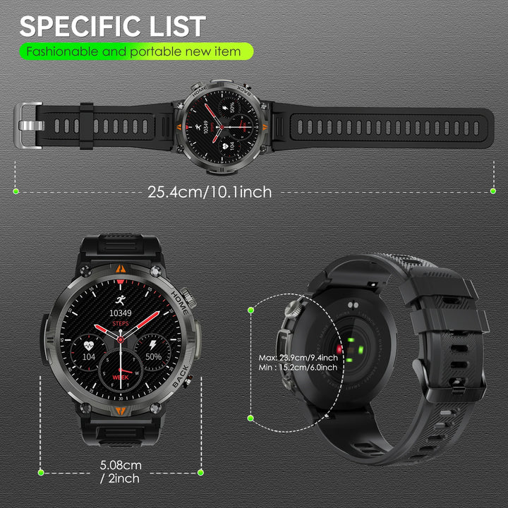 EIGIIS KE3 Bluetooth Call Smart Watch Men Full Touch Screen Health Monitor Clock With Flashlight  For IOS Android