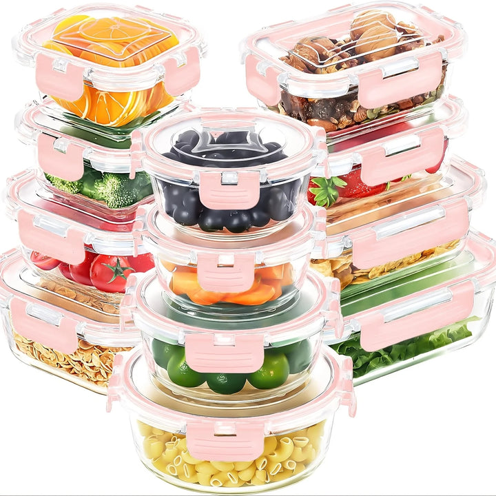 12pcs/set Glass fresh-keeping Crisper, Lunch Box, Sealed Leak-proof Bento Box, Refrigerator Freezer Storage Camping Lunch Box