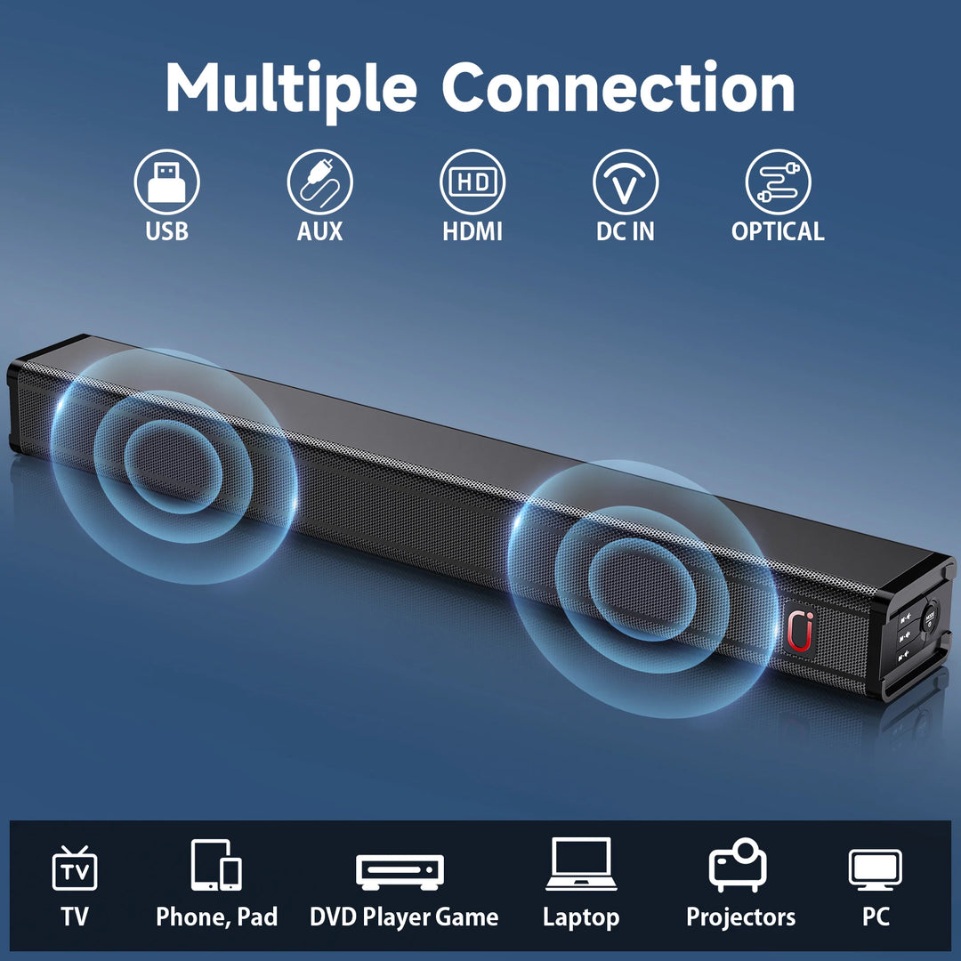 Tisco TV Sound Bars, Bluetooth 5.4 Speaker for TV, 2.0 Channels with Subwoofer, 3D Surround Sound System Home Theater, 3 EQ Mode