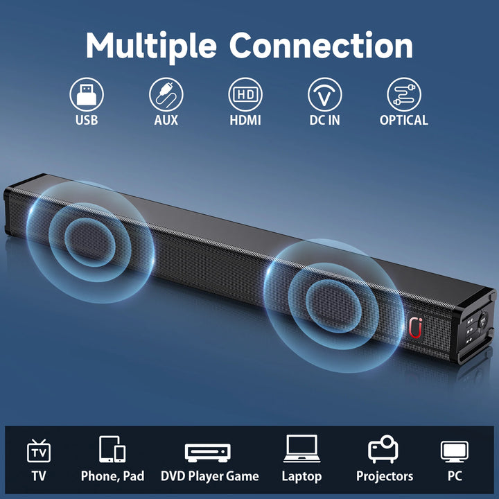 Tisco TV Sound Bars, Bluetooth 5.4 Speaker for TV, 2.0 Channels with Subwoofer, 3D Surround Sound System Home Theater, 3 EQ Mode