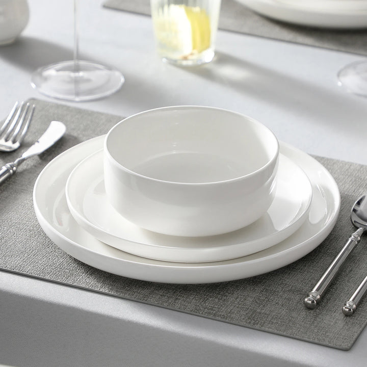 MALACASA 18/36-Piece Ceramic Plate Porcelain Dinnerware Set with 6/12 Pcs Dinner/Dessert Plates,Bowl Tableware Set for 6/12