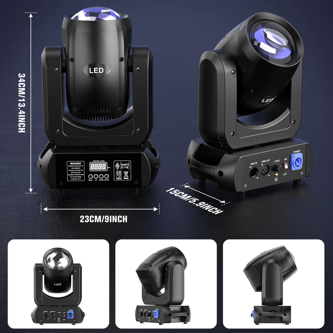 U’King 2Pcs 150W Beam Moving Head Lights With Airline Case 18Prism 8Gobo Stage Light&Flightcase Set For Wedding Party KTV Bar
