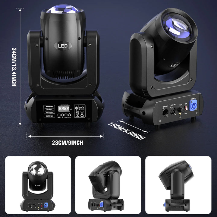 U’King 2Pcs 150W Beam Moving Head Lights With Airline Case 18Prism 8Gobo Stage Light&Flightcase Set For Wedding Party KTV Bar