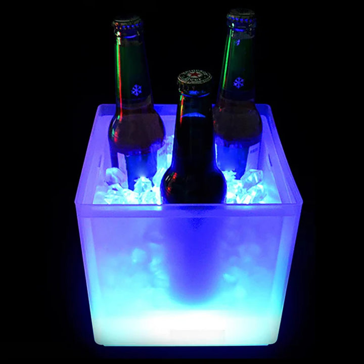 RGB 3.5L Ice Bucket Double Layer Square Champagne Wine Drinks Beer Bucket Chic