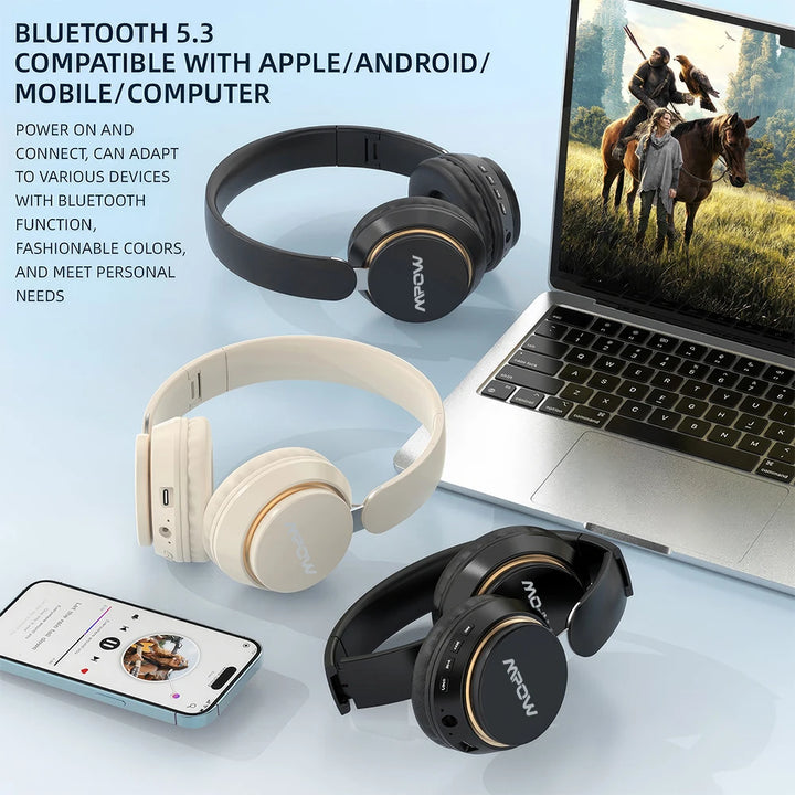Mpow J2 ANC Wireless Bluetooth Headphones Upgraded Active Noise Reduction Over-Ear Headphones Long-lasting 24 Hours Playtime