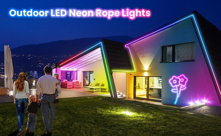 neon rope lights,GB Led Strip Lights, Waterproof IP67, DIY Design, Music Sync,  Remote Control, Multiple Modes