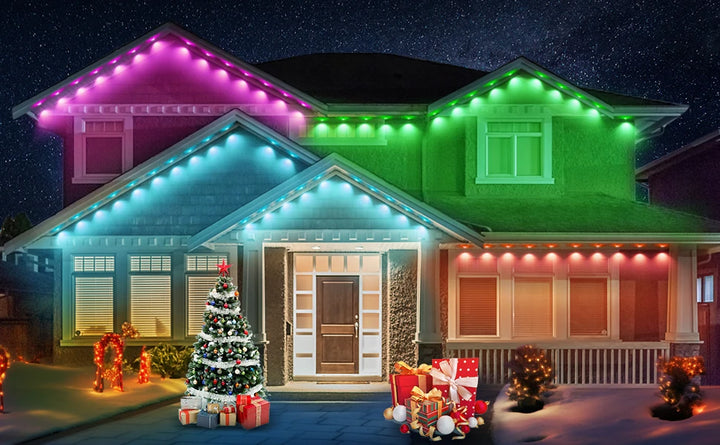 100ft 60-Light Smart RGB LED Eaves Lighting LED light strip - 75 Color Modes, Remote & App Control, Waterproof Outdoor