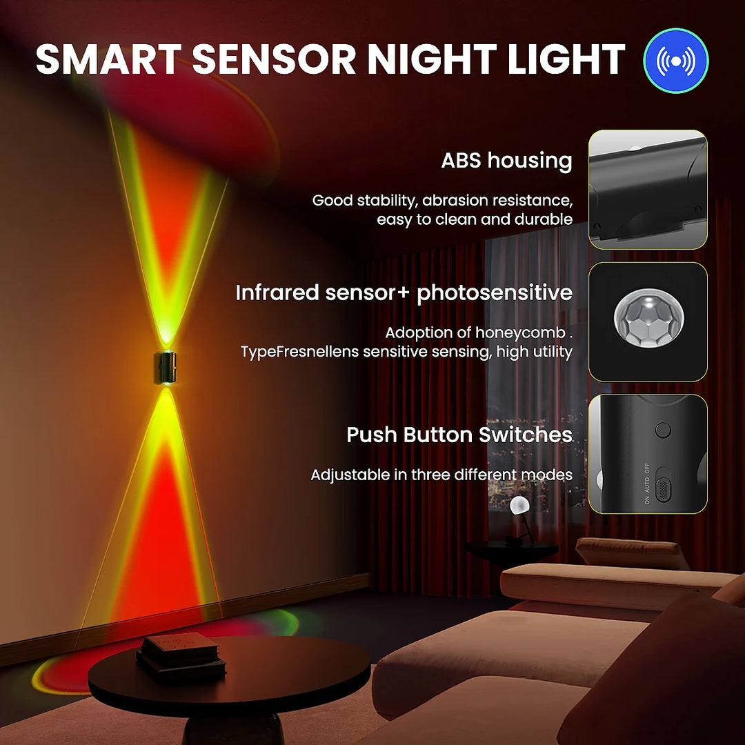 LED Motion Sensor Wall Sconce Lights, 3 Modes, 8 Lighting Colors, USB Rechargeable Magnetic Night Lamp for Bedroom, Bathroom