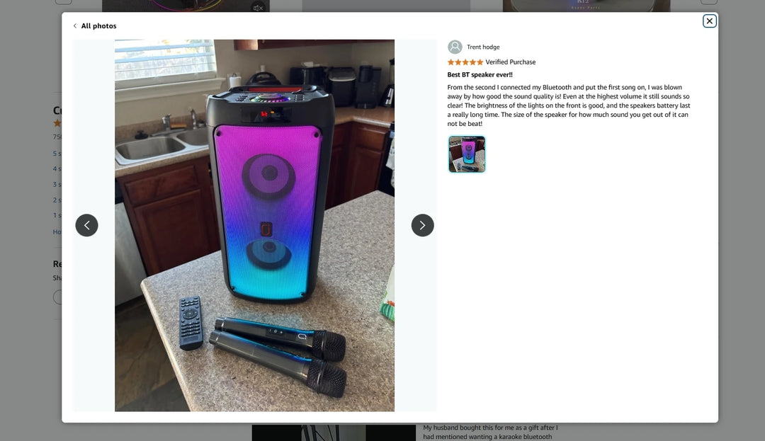 Wireless Bluetooth Speaker, Karaoke Machine with 2 Microphone, Home Karaoke Party Speaker with LED Light
