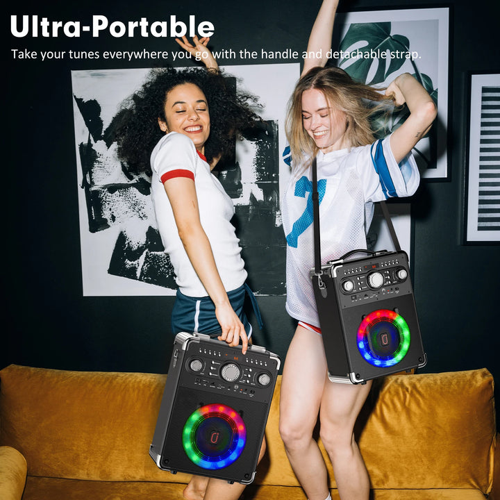 FanFun Karaoke Speaker with 3 Wireless Microphone, Bluetooth Speaker with LED Light, Portable Outdoor Party Speaker
