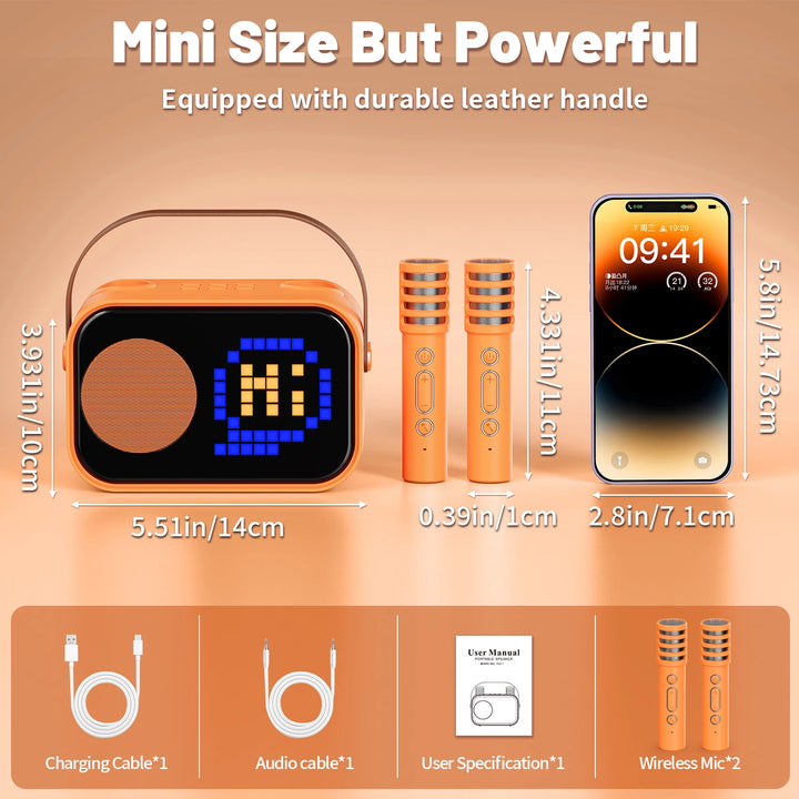 FanFun Bluetooth Speaker, Karaoke Machine for Kids, Portable Speaker with Microphone, 15 Animated Mode, 4 Funny Magic Voices