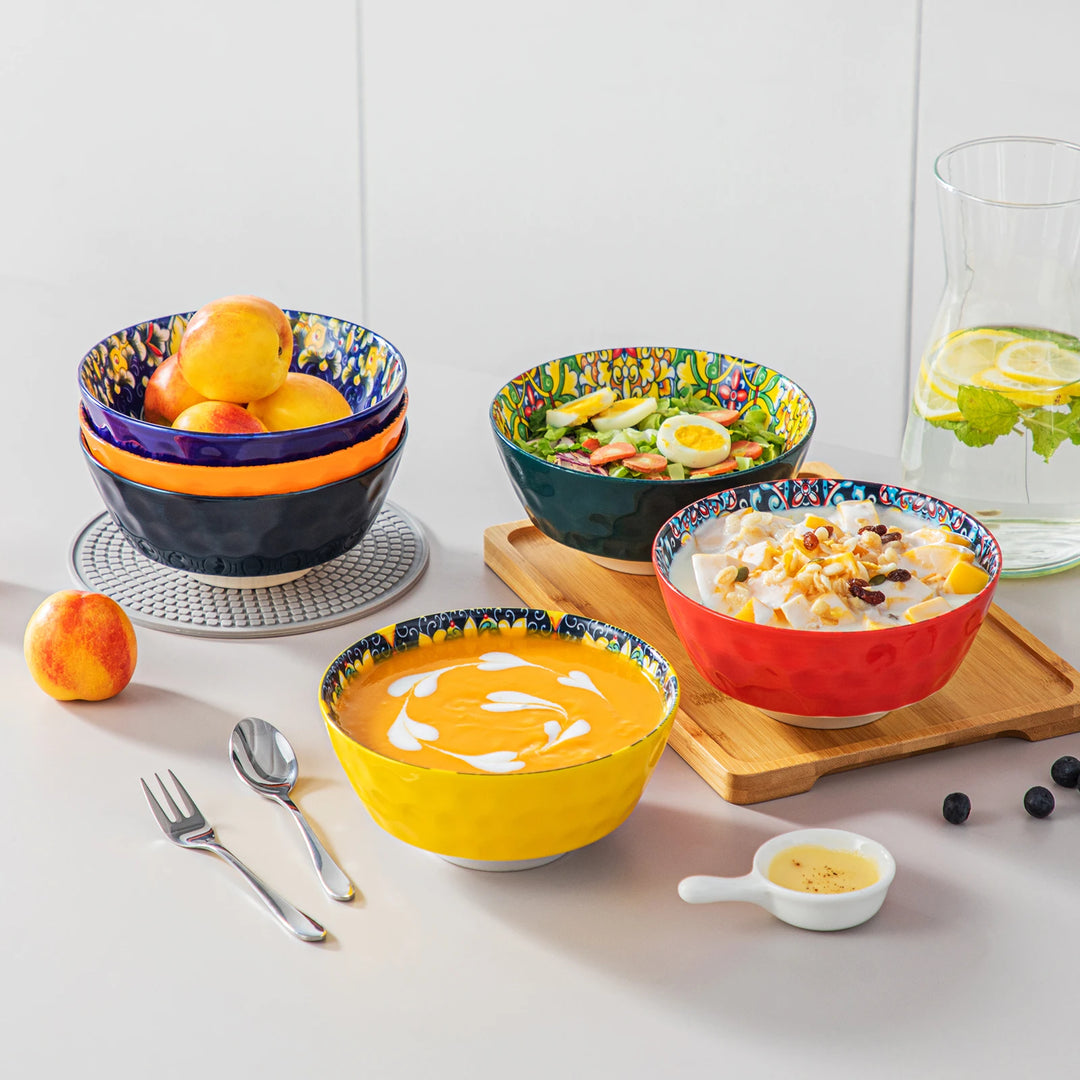 Vancasso 6/12 Piece Ceramic Soup Bowls 4.7 Inch Soup Bowls Colorful Bowls Dishwasher Oven Safe for Cereal/Soup/Oatmeal