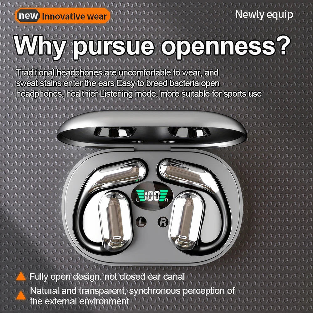 Mpow Q16 True Wireless Earphones, OWS Open Ear Earphones with Earhooks, Bluetooth 5.3, Up to 80H Playtime with Case for Cycling