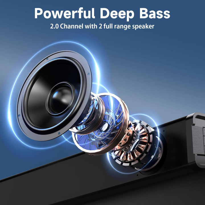 Stereo Soundbar USB Wired Stereo Soundbar Music Player Bass Surround Sound Box 3 EQ Model,for PC Cellphones USB Wired Soundbar
