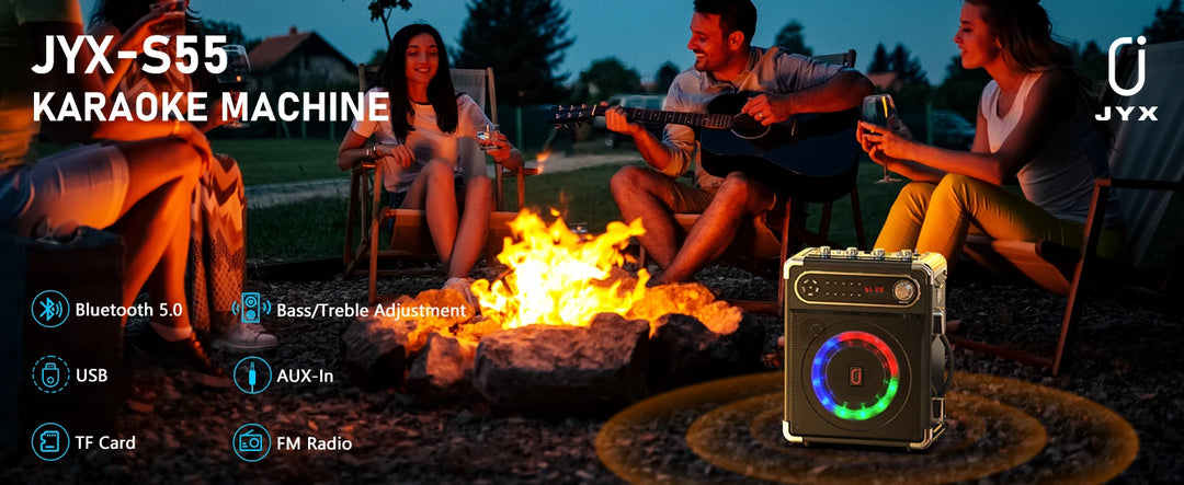 Bluetooth Karaoke Machine, Home Karaoke System, Wireless Speaker with FM Radio, 2 Karaoke Microphone, Remote Control