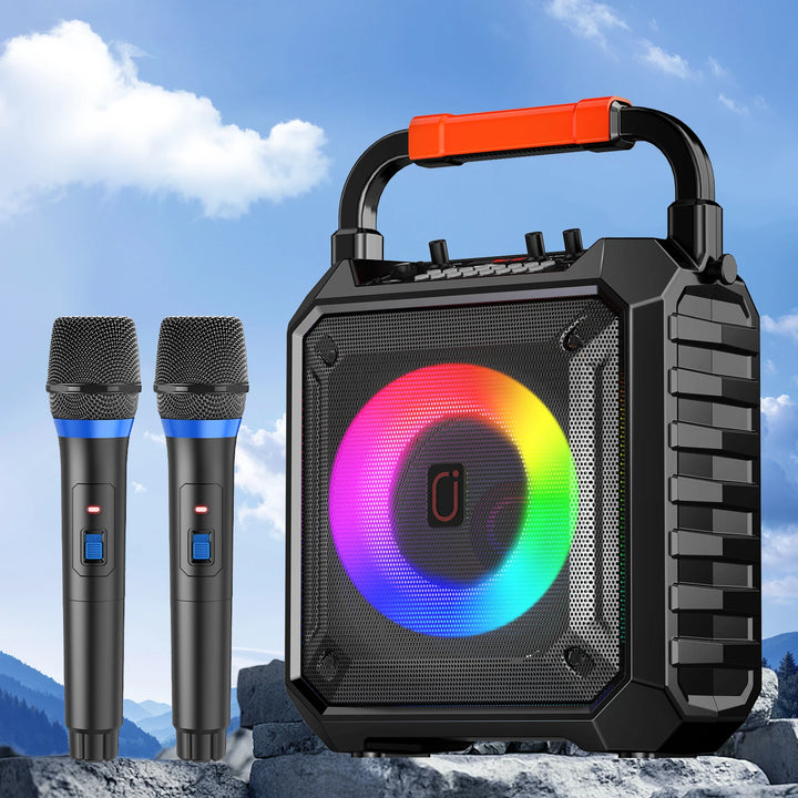 JYX Wireless Speaker, Portable Bluetooth Speaker with Wired Microphone, Home Karaoke Speaker System, LED Party Light
