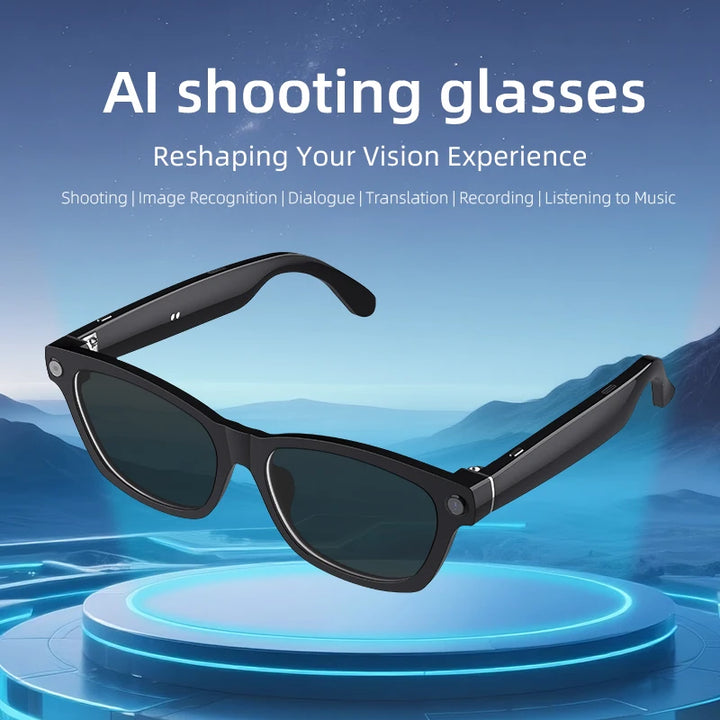 AI Bluetooth Smart Glasses, Bluetooth Headphones, Photography, Calling, Music, Video Recording, Anti-blue Light Glasses Sunglasses