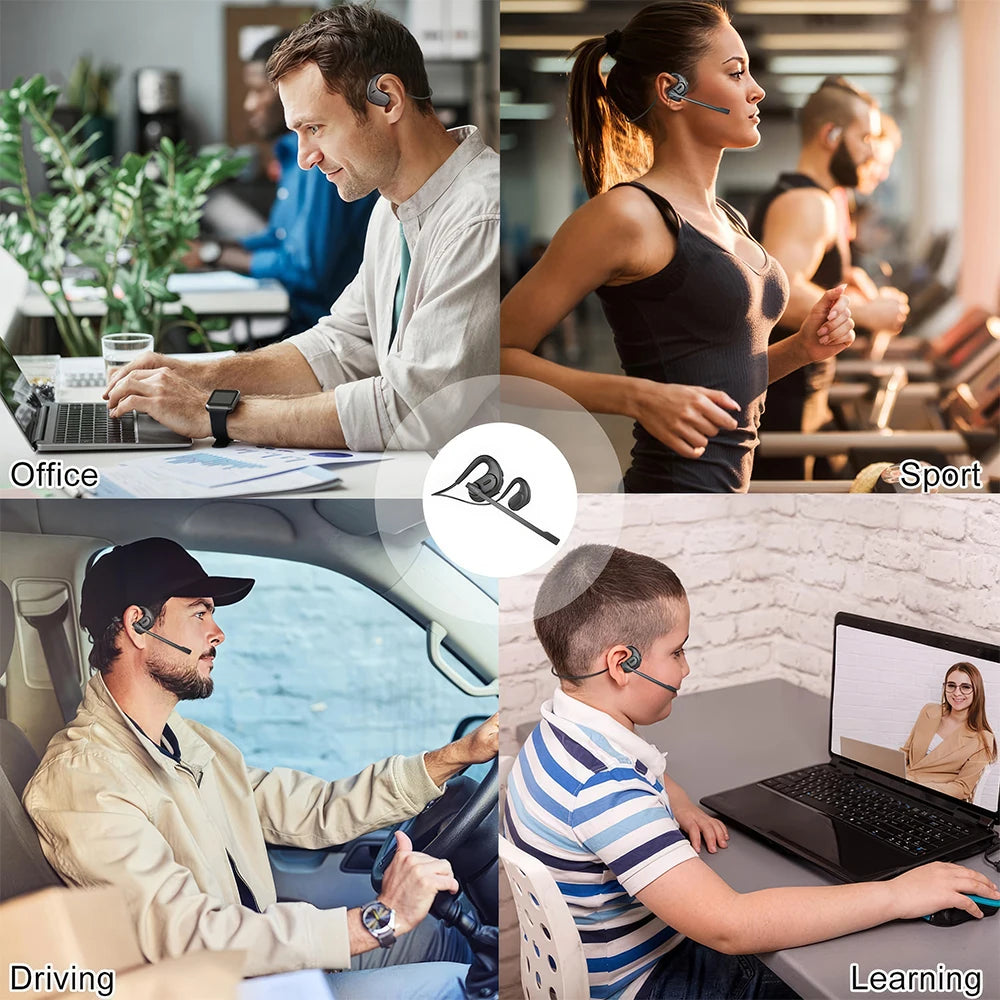 Mpow G9 Bluetooth 5.3 Open Ear Headphones with Removable Microphone Noise Cancelling Air Conduction Headset with 12H Playtime