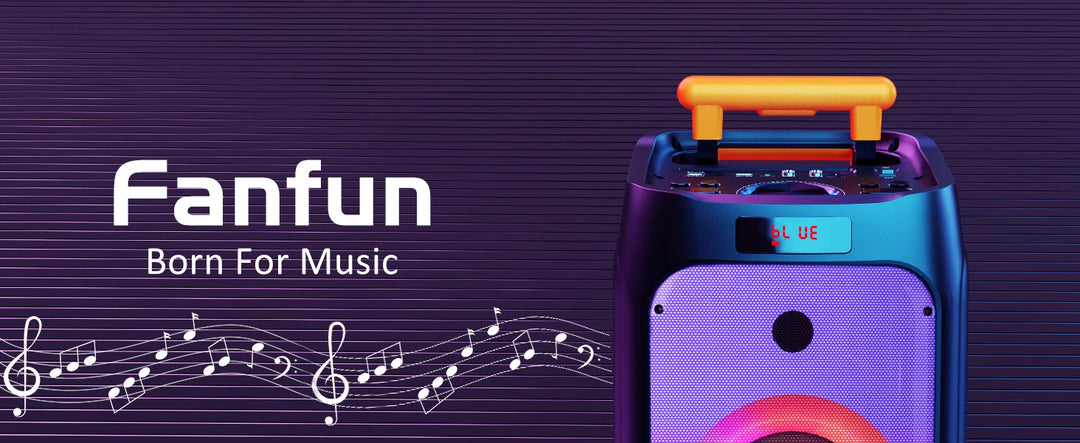 FanFun Large Bluetooth Speaker, Wireless Speaker with Wheels and Trolley Bar, Karaoke Machine with 2 Microphone, Karaoke Speaker