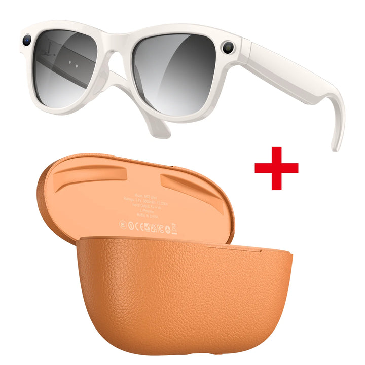 AI Bluetooth Smart Glasses With 800w Camera Recordings,Take Photos,Make Calls,Play Music,Real-time Translation Charging Dock