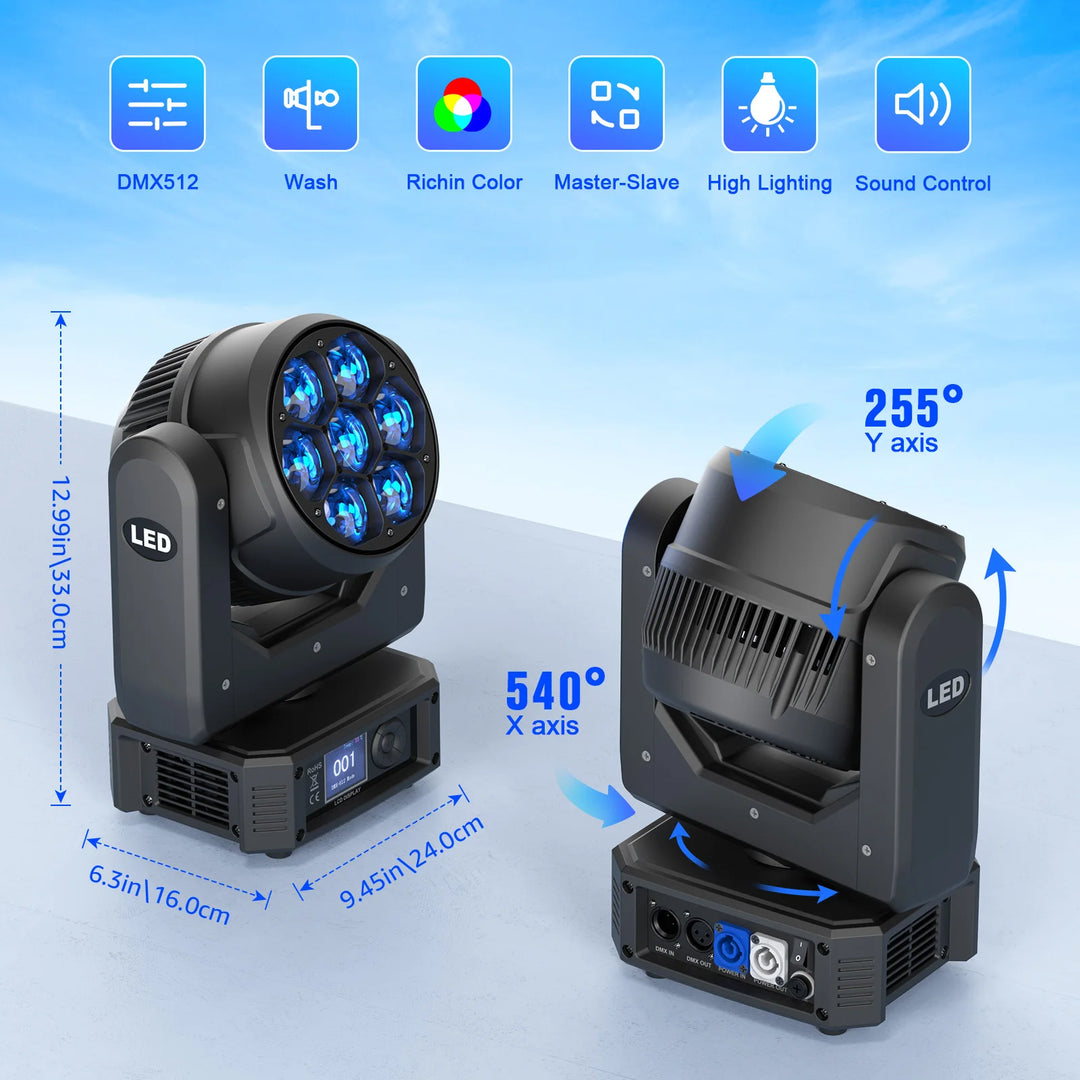 U'King 300W Moving Head DJ Lights LEDs BEE'S EYE Stage Lights DMX Control&Sound Activated For DJ Bar Christmas wedding Party