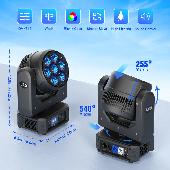 U'King 300W Moving Head DJ Lights LEDs BEE'S EYE Stage Lights DMX Control&Sound Activated For DJ Bar Christmas wedding Party