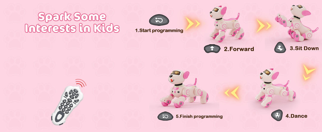 VATOS Robot Dog Toy for Kids Voice 2.4GHz Remote Control Robot Pet Touch Sensor 20+ Mode Puppy Toy for Kids Girls