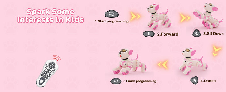 VATOS Robot Dog Toy for Kids Voice 2.4GHz Remote Control Robot Pet Touch Sensor 20+ Mode Puppy Toy for Kids Girls
