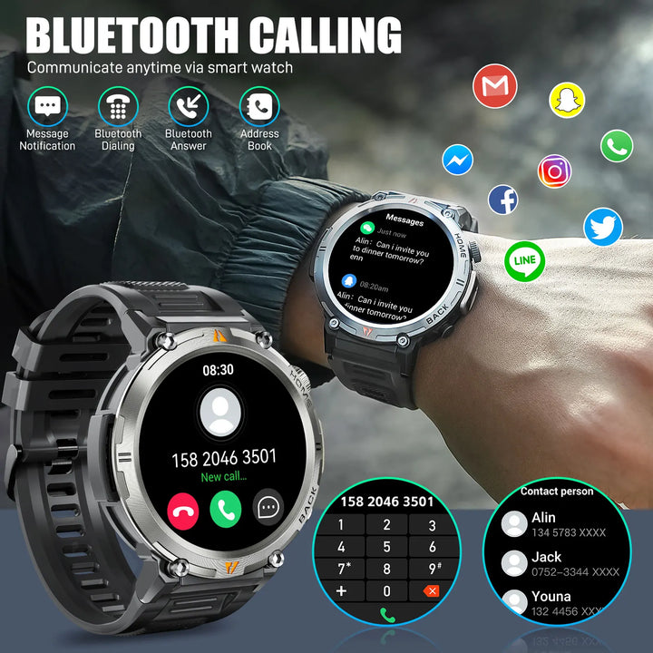 LaNikar KE3 Bluetooth Call Smart Watch Men Full Touch Screen Health Monitor Clock With Flashlight Men SmartWatch For ios Android