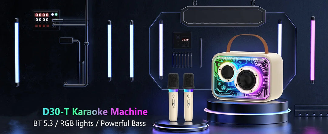 Kids Karaoke Machine, Mini Bluetooth Speaker with Microphone for Singing Home Party, Christmas Halloween Kids Birthday Easter