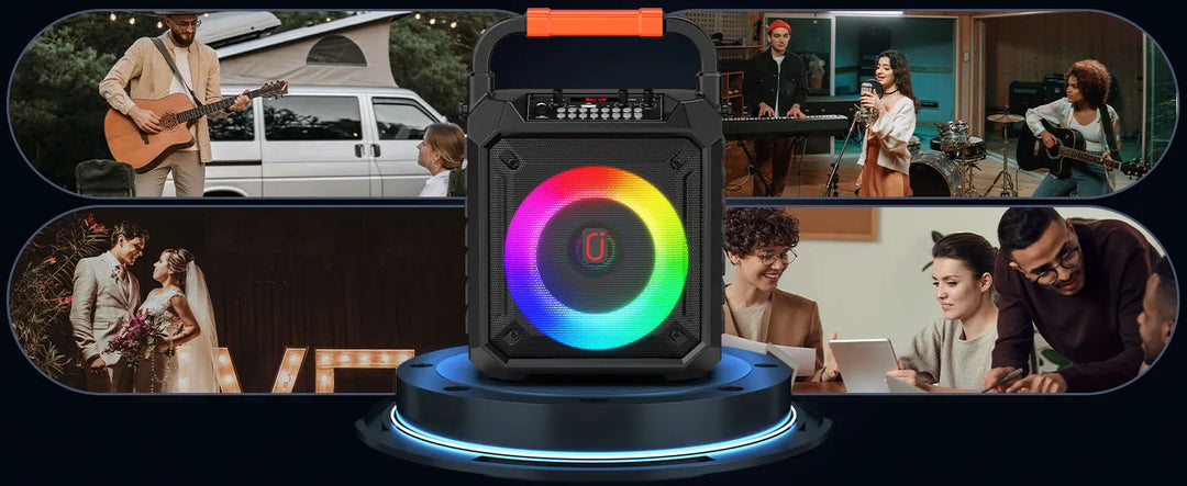 T17-T Wireless Bluetooth Speaker, Karaoke Machine with 2 Microphone, Home Karaoke System with LED Party Light