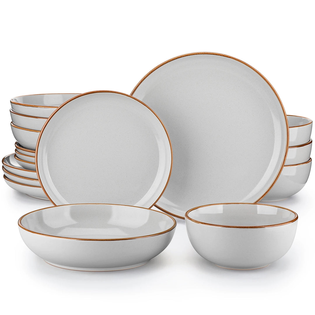 VANCASSO NYMPH 16/32 Piece Ceramic Glaze Tableware Set with Dinner/Dessert/Soup Plate/Bowl  For 4/8 Person 4 Color Optional