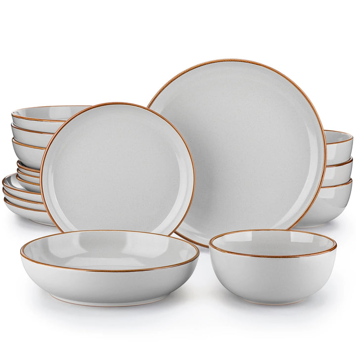 VANCASSO NYMPH 16/32 Piece Ceramic Glaze Tableware Set with Dinner/Dessert/Soup Plate/Bowl  For 4/8 Person 4 Color Optional