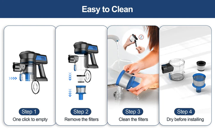 INSE N650 Cordless Vacuum Cleaner 4-Stage Advanced Filtration System Captures 99.99% of fine particles