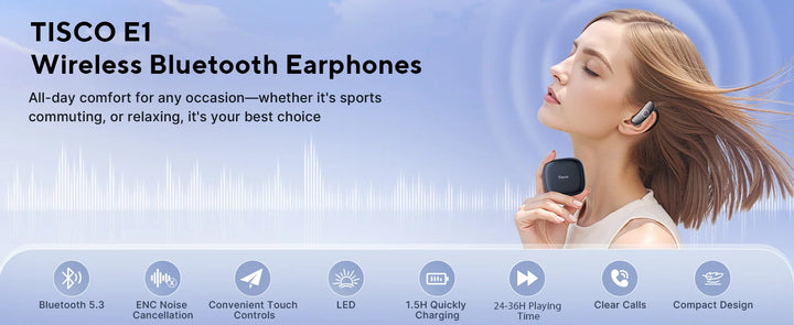 E1 5.4 AI Language Translation Headphones with 114 Languages Real Time Earbuds Translator OWS Ear Buds for Business Travel