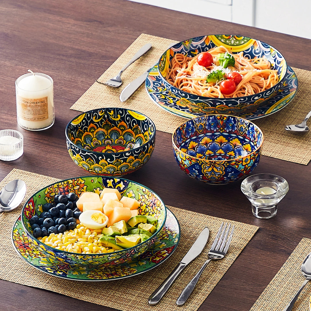 vancasso 4/8 Piece Ceramic Pasta Bowls 42 Oz Soup Bowls Colorful Bowls Dishwasher Oven Safe for Cereal/Soup/Oatmeal/Pasta