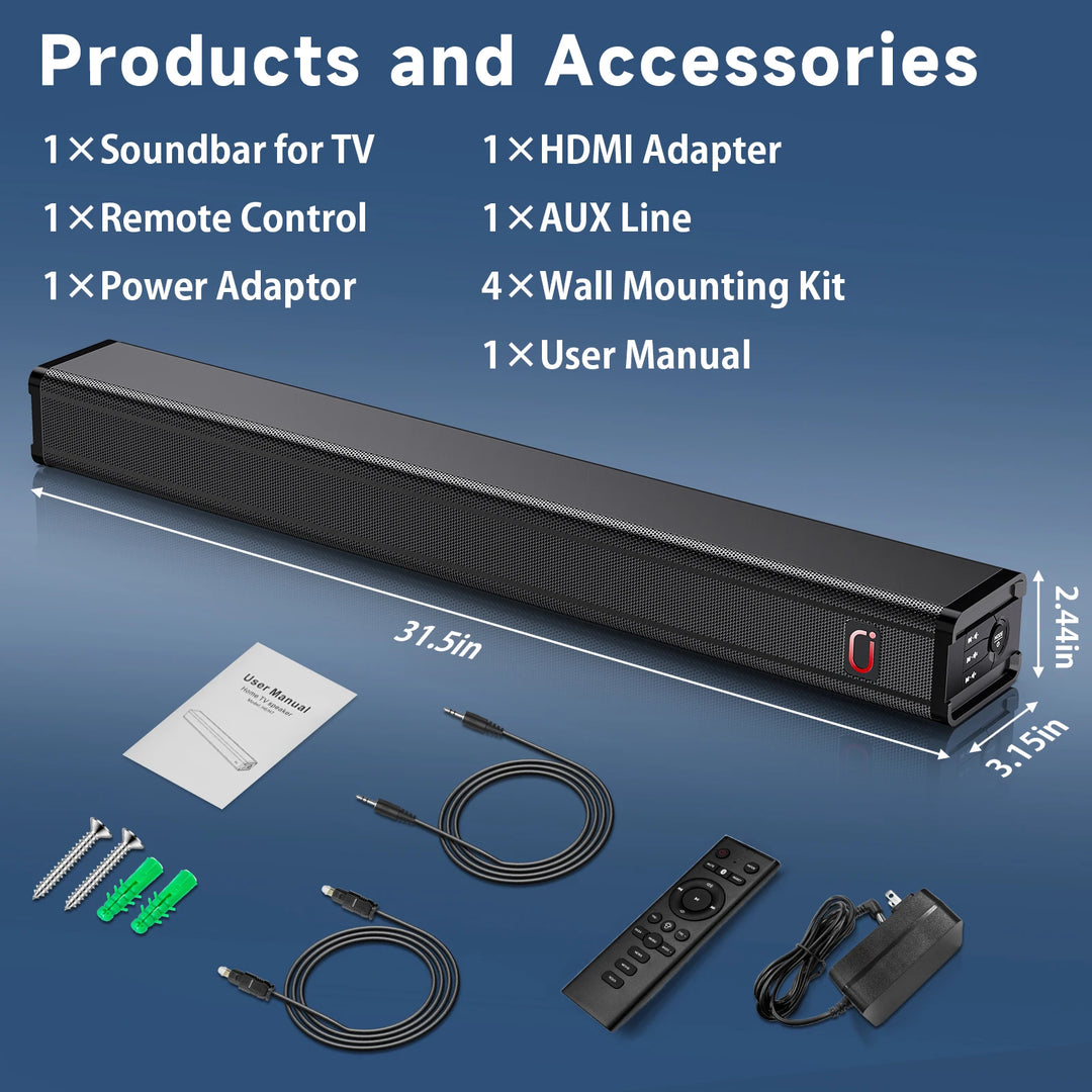 Stereo Soundbar USB Wired Stereo Soundbar Music Player Bass Surround Sound Box 3 EQ Model,for PC Cellphones USB Wired Soundbar