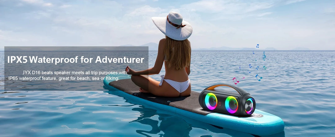 40W Waterproof Bluetooth Speaker, Portable Wireless Speaker, Outdoor Party Boombox Speaker, Deep Rich Bass, Dazzling LED Light