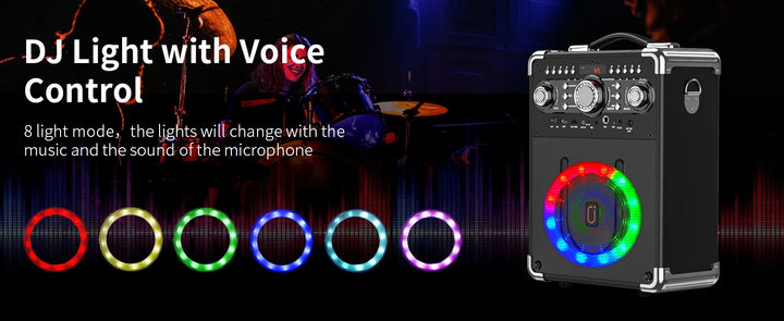 S8-T Kara Ok with 3 Microphones, Portable Bluetooth 5.3 Kara Ok Speaker, Suitable for Outdoor Activities