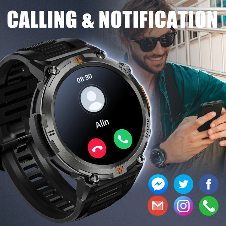 LaNikar KE3 Bluetooth Call Smart Watch Men Full Touch Screen Health Monitor Clock With Flashlight Men SmartWatch For ios Android