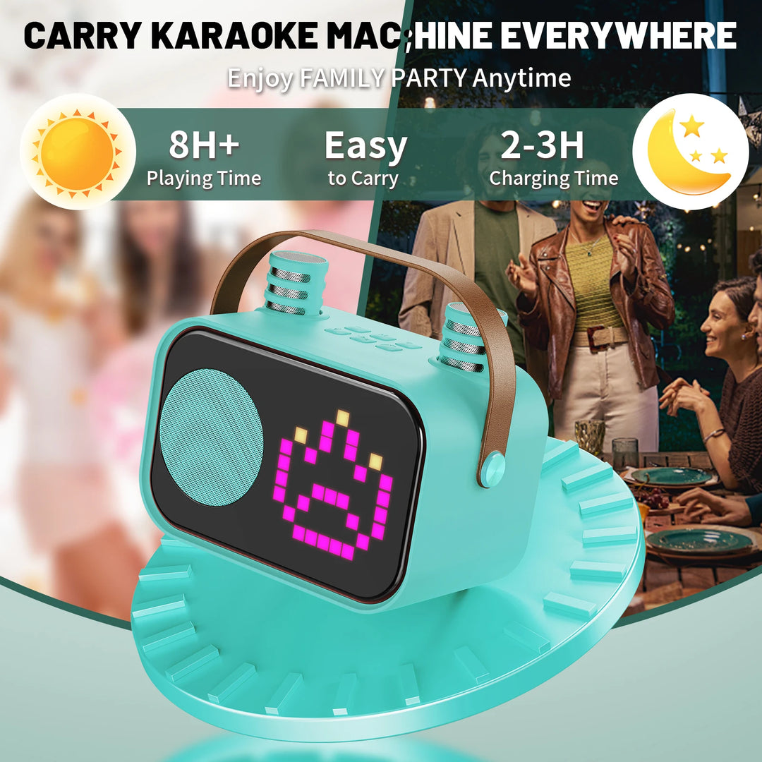 FanFun Bluetooth Speaker, Karaoke Machine for Kids, Portable Speaker with Microphone, 15 Animated Mode, 4 Funny Magic Voices